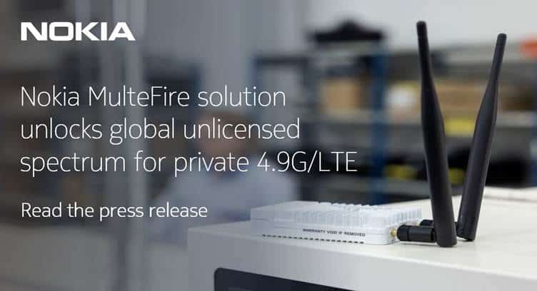 Nokia Unveils MulteFire 4.9G/LTE Private Wireless Solution