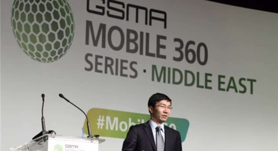  Ying Weimin presents at the GSMA Mobile 360 series in Dubai