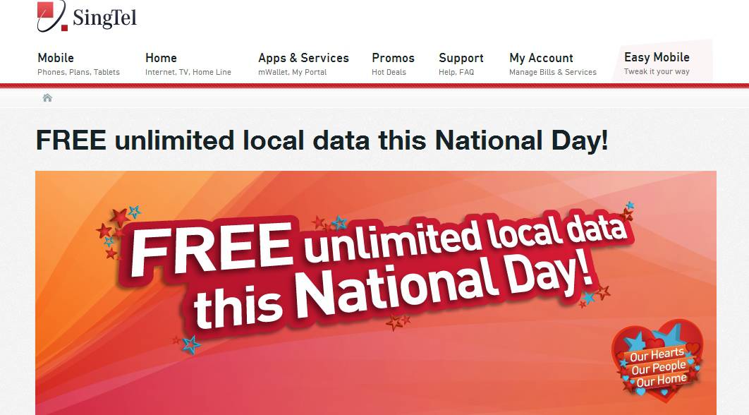 SingTel&#039;s Subscribers Get Free Data for the Whole Day in Conjunction with National Day Celebrations